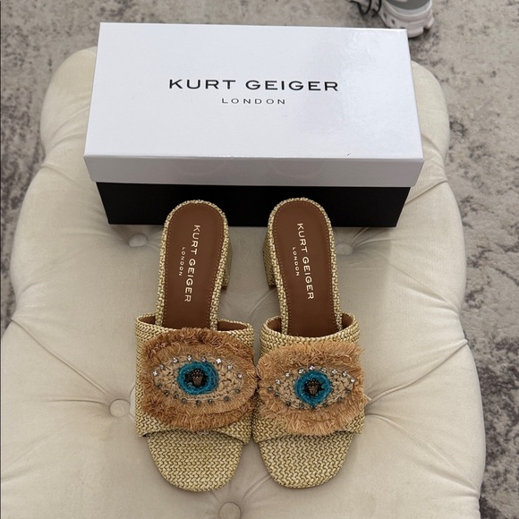 Kurt Geiger NWT Olive & Beige Block Heel Women’s Occasion Shoes Size 8 - Picture 2 of 14